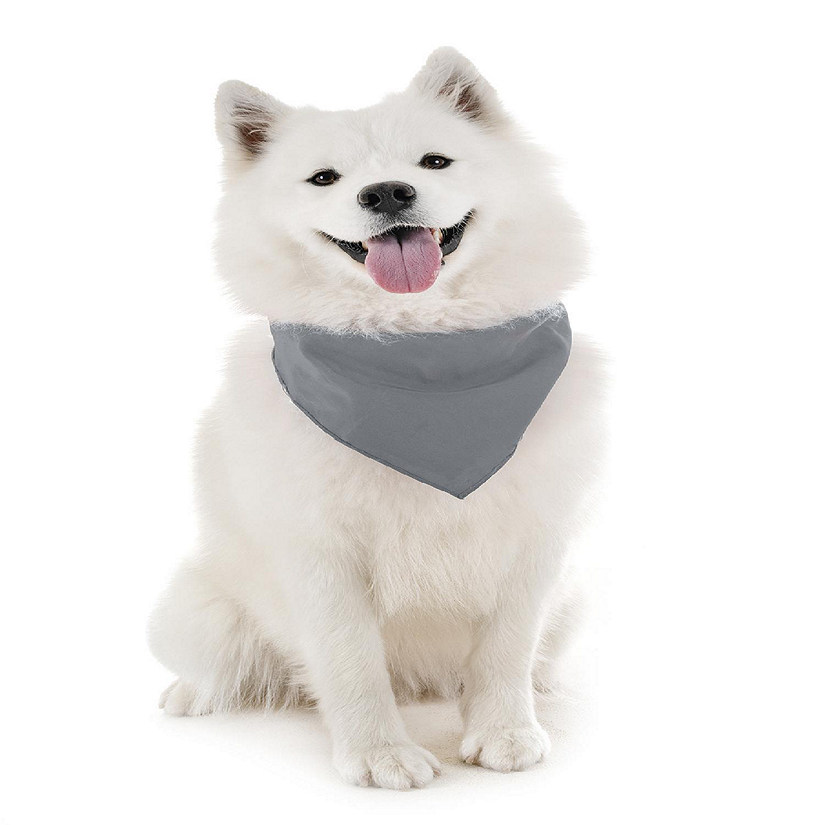 Balec Dog Solid Bandanas - 4 Pieces - Scarf Triangle Bibs for Any Small, Medium or Large Pets (Grey) Image