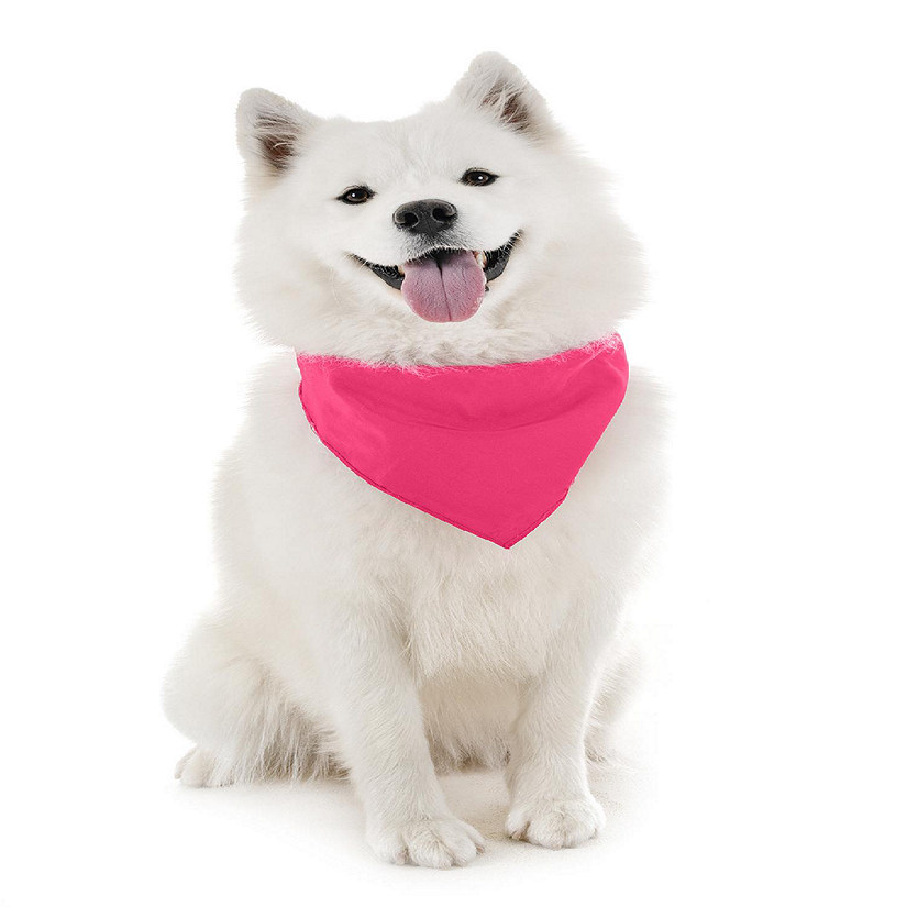 Balec Dog Solid Cotton Bandanas - 5 Pieces - Scarf Triangle Bibs for Any Small, Medium or Large Pets (Hot Pink) Image