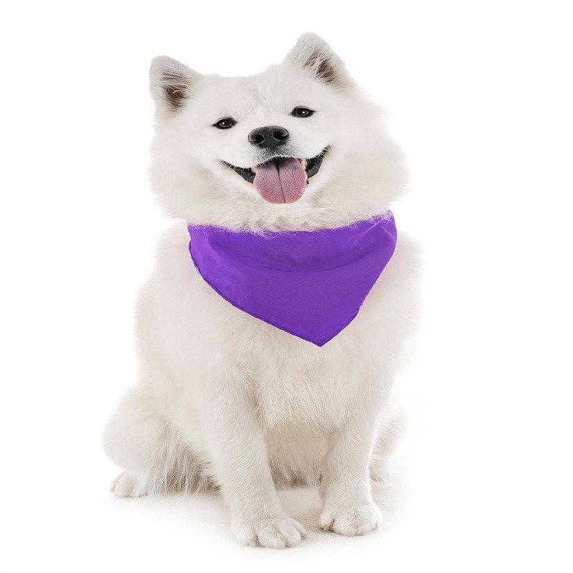 Balec Dog Solid Cotton Bandanas - 5 Pieces - Scarf Triangle Bibs for Any Small, Medium or Large Pets (Purple) Image