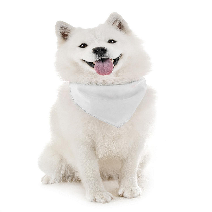 Balec Dog Solid Cotton Bandanas - 5 Pieces - Scarf Triangle Bibs for Any Small, Medium or Large Pets (White) Image