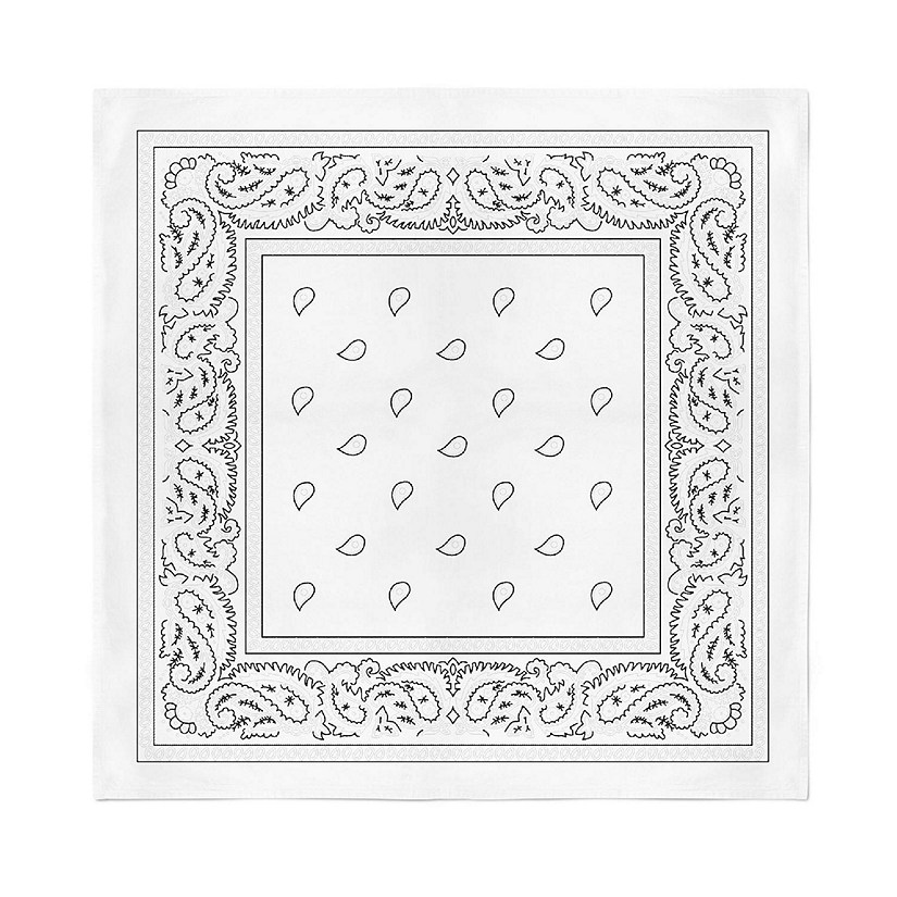 Balec Novelty Pack of 3 Cotton Paisley Fine Bandannas Set (White) Image