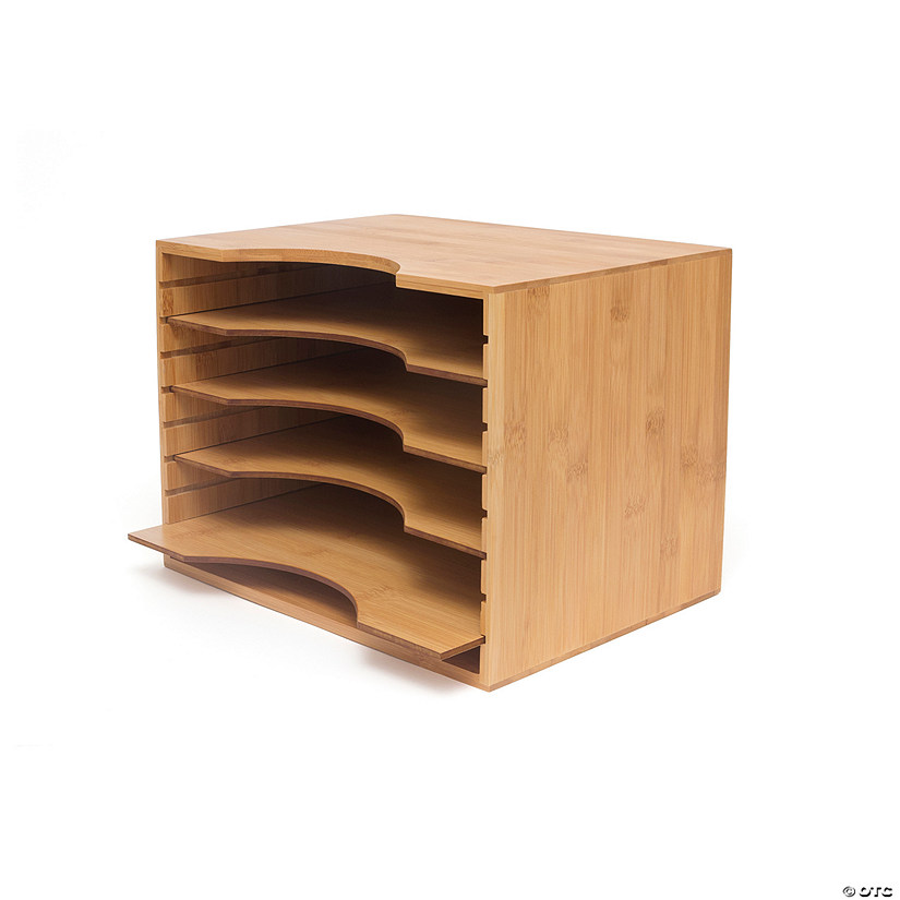 Bamboo File Organizer with 4 Dividers Image