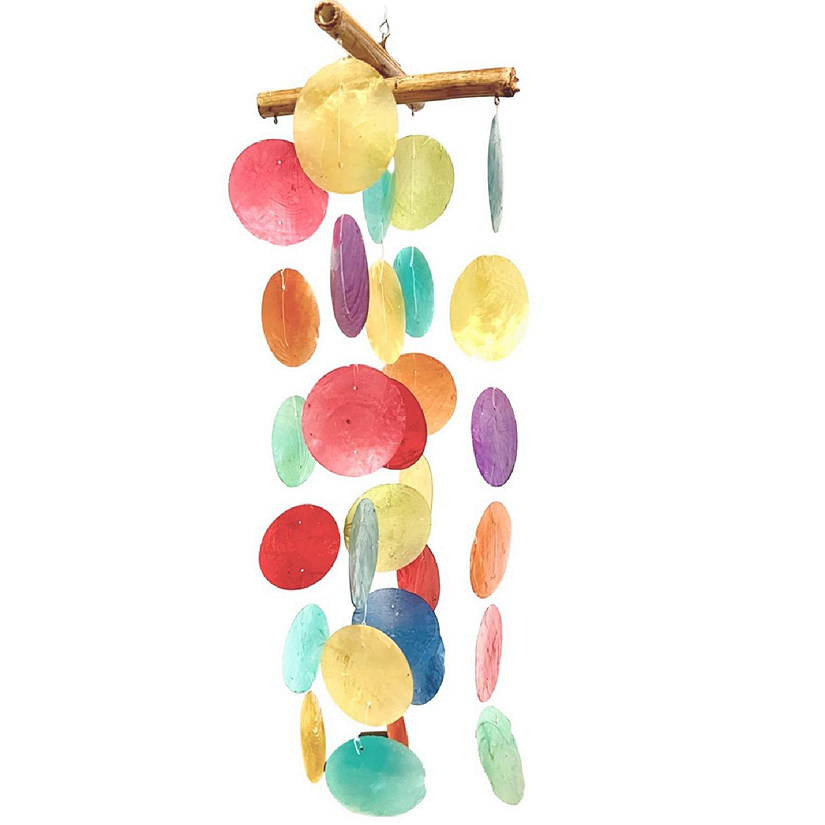 Bamboo Source Bamboo and Multicolored Capiz Mobile Chime Image