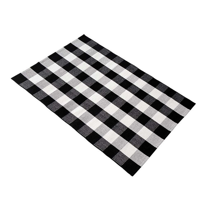 B&B Buffalo Plaid Runner Rug, Black and White (36" x 60") Image