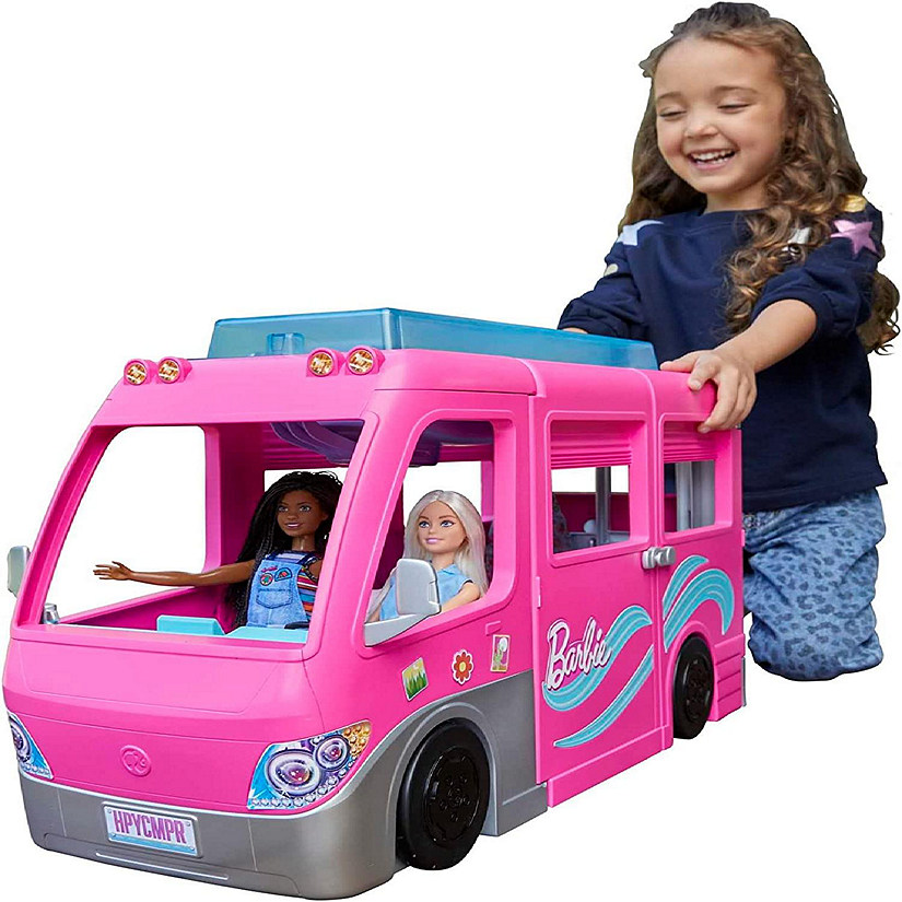 Barbie Camper, Doll Playset with 60 Accessories, 30-Inch-Slide and 7 Play Areas, Dream Camper Image
