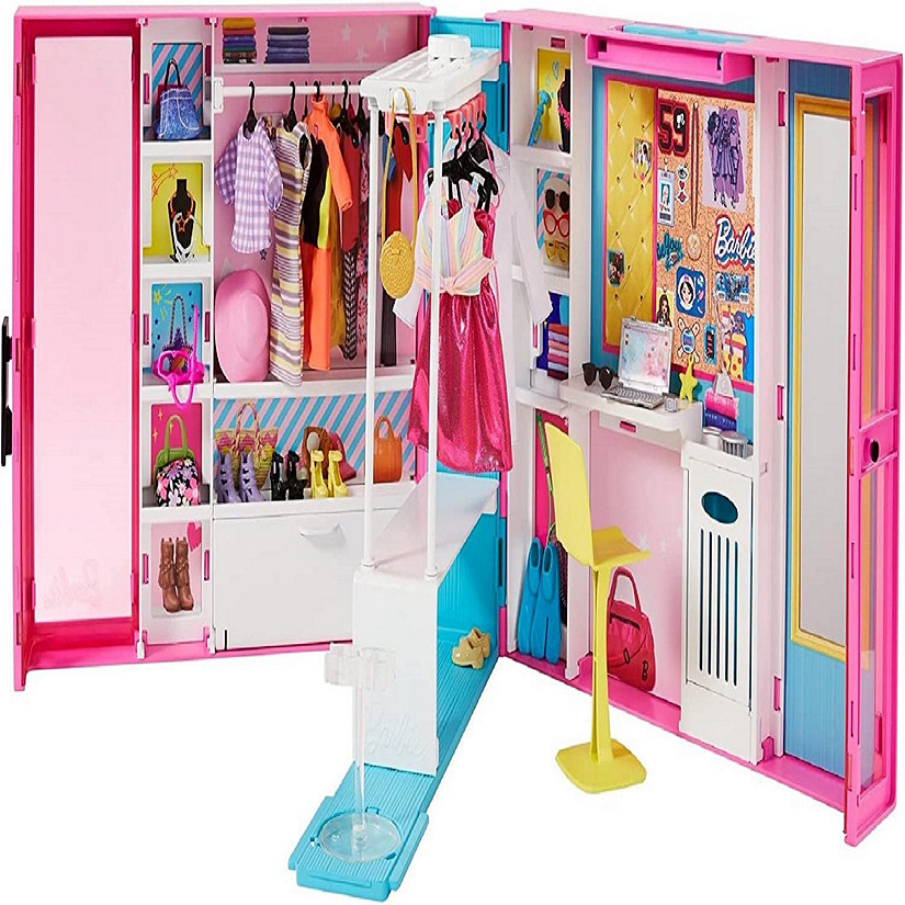 Barbie Closet playset com mais de 35 acessórios, 5 looks completos, po