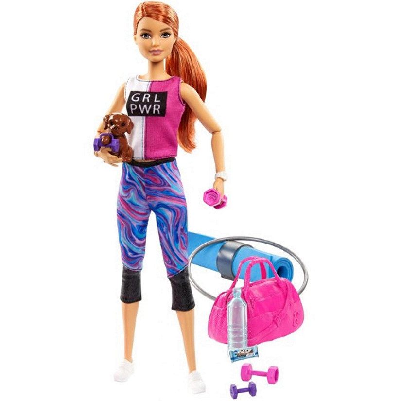 Barbie&#8482;  Fitness Doll, Red-Haired, With Puppy and 9 Accessories Image