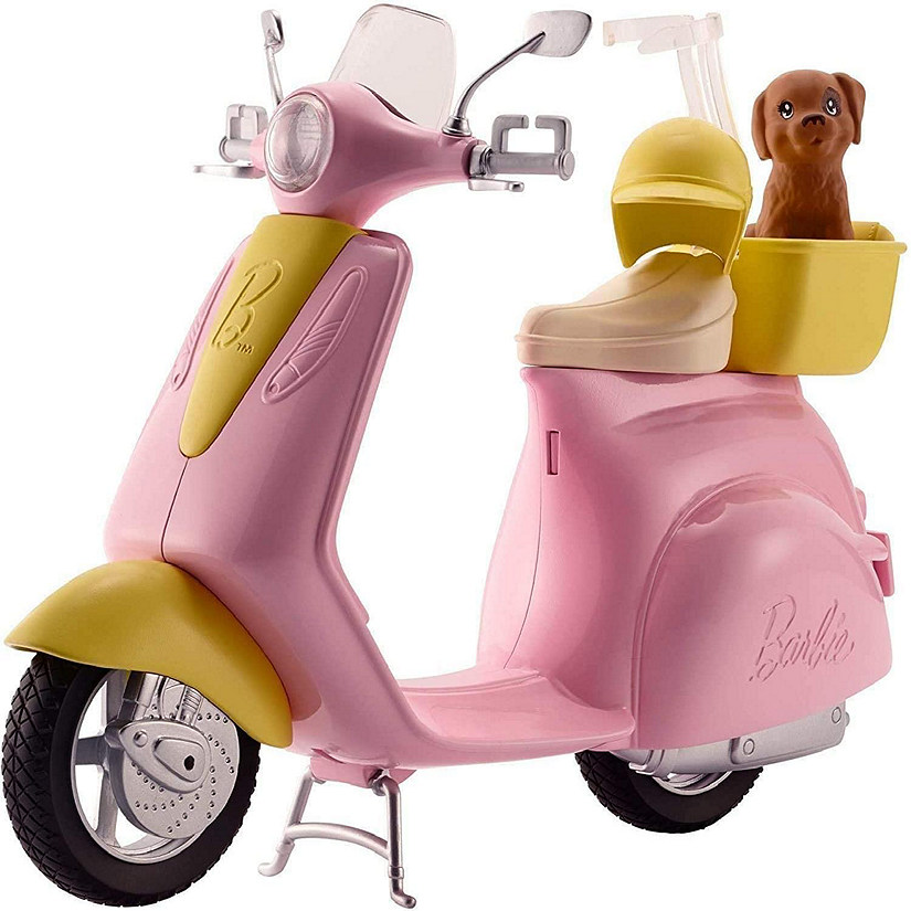 Barbie Pink Moped Scooter with Puppy Image
