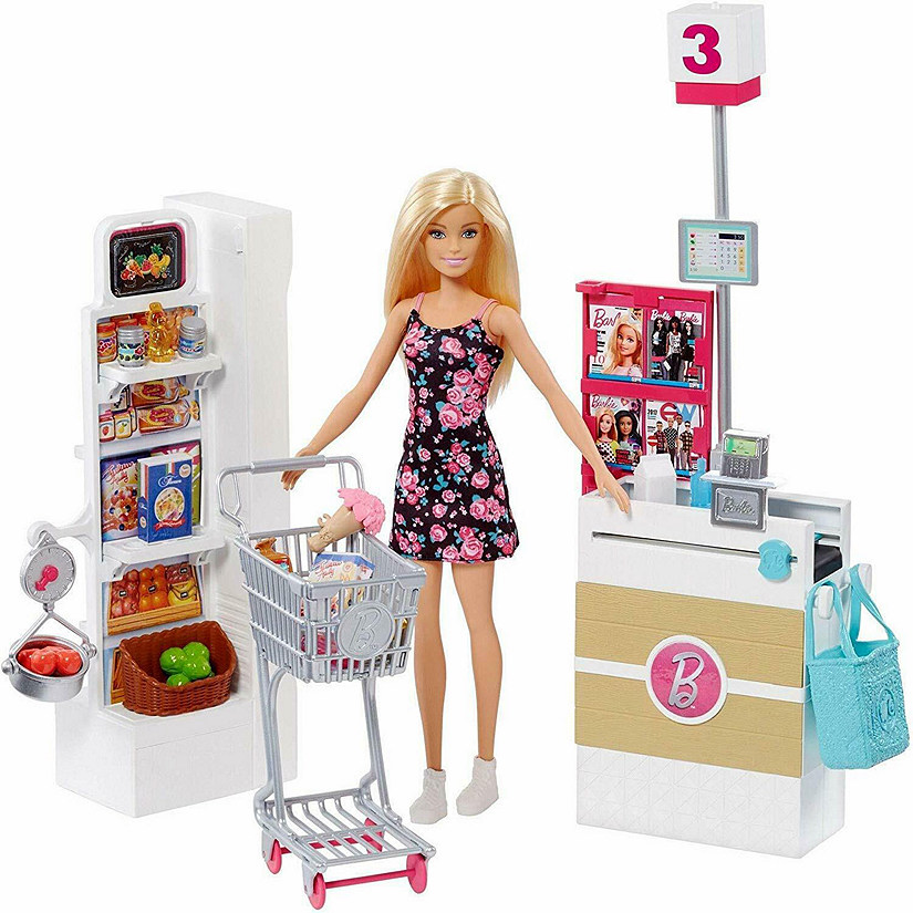 Barbie&#8482; Supermarket Playset, Blonde Hair, with 25-Grocery Themed Pieces Image