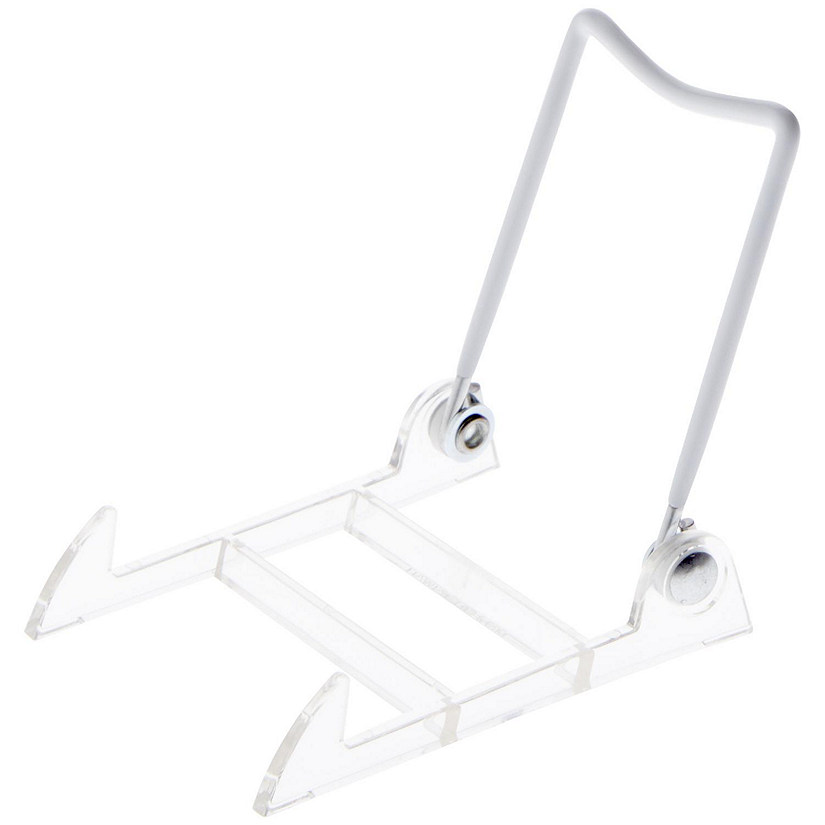 Bard's Folding White and Clear Plastic Easel Stand, 3.5" H x 2.75" W x 4" D Image