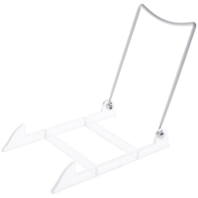 Bard's Folding White and Clear Plastic Easel Stand, 7.5" H x 5" W x 8" D, Pack of 2 Image