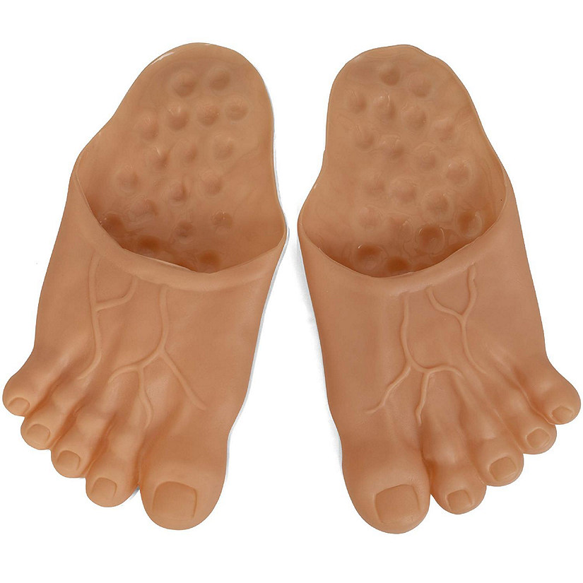 Barefoot Funny Feet Slippers - Jumbo Big Foot Realistic Costume Accessories Shoe Covers for Giant Costumes for Kids and Adults Image