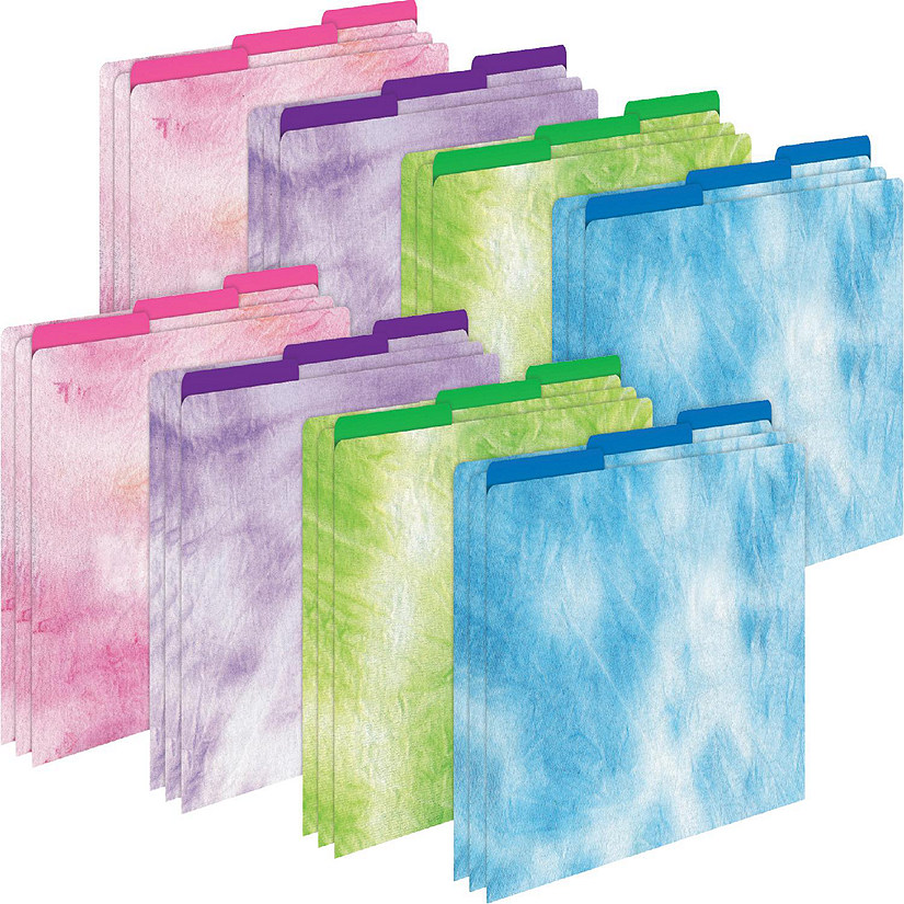 Barker Creek Tie-Dye &amp; OmbrE Letter-Size File Folders, 14pt stock, Multi-Design Set, 24/Set (4402) Image