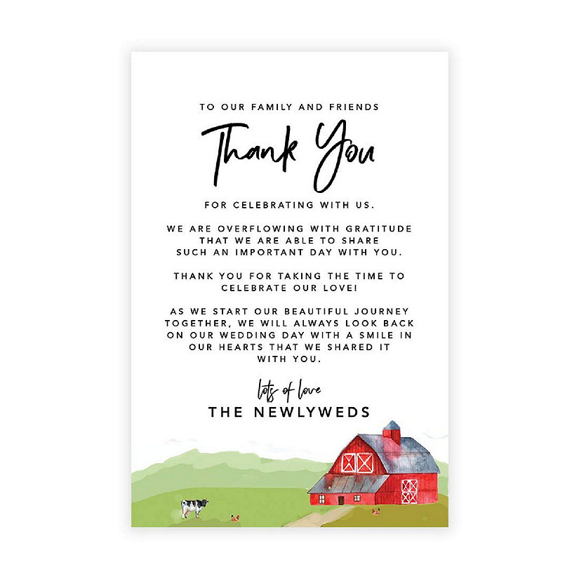 Barn Farm Wedding TY Card 4x6IN 56PC Image