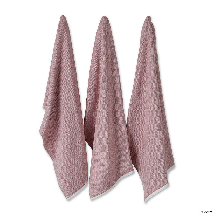 Barn Red French Terry Chambray Solid Dishtowel 3 Piece Image