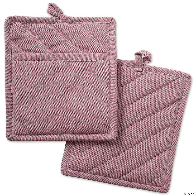Barn Red Solid Chambray Potholder (Set Of 2) Image