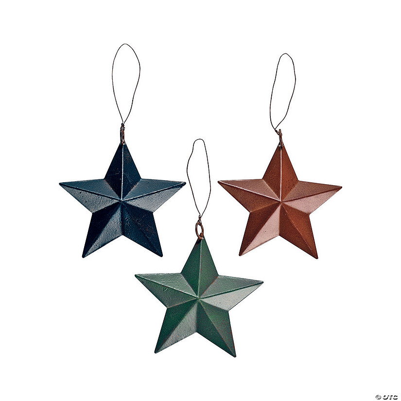 Barn Star Christmas Ornaments - 12 Pc. Image