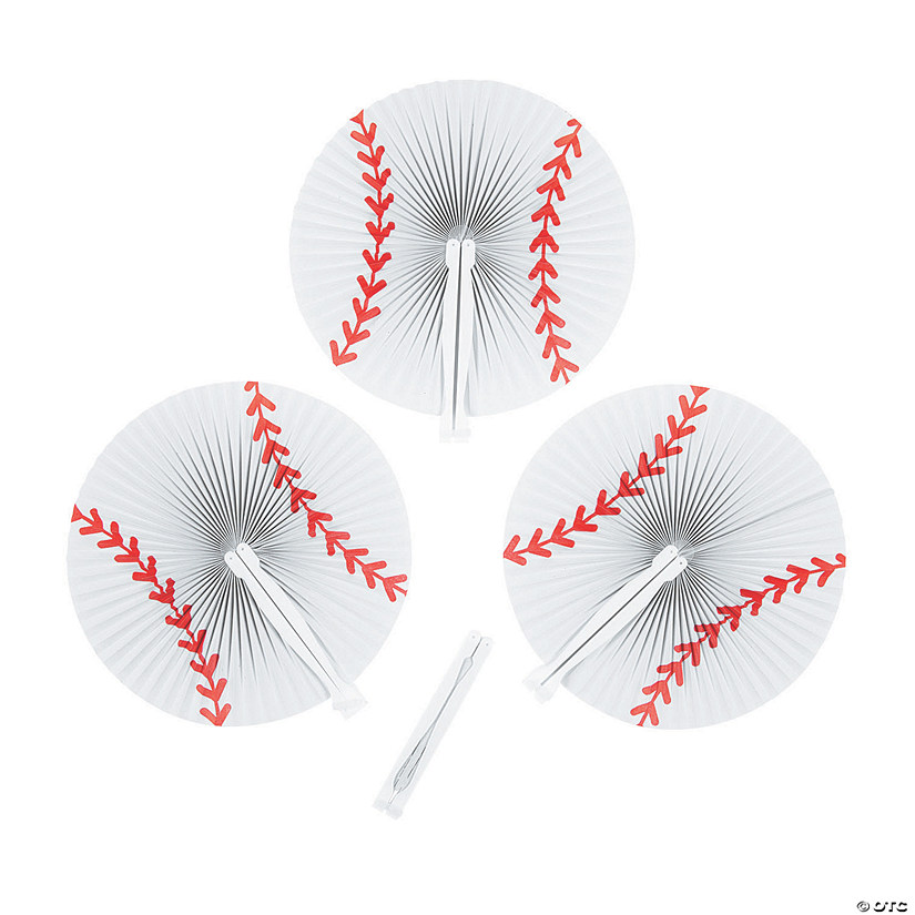 Baseball Folding Hand Fans - 12 Pc. Image