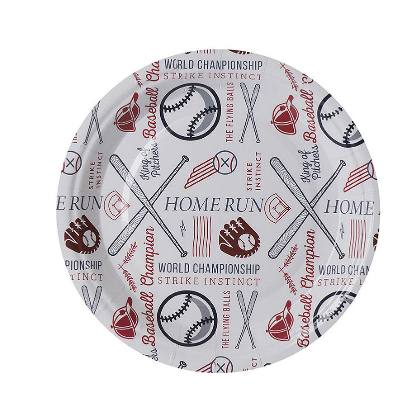 Baseball Themed Paper Plates 100 Pack 7" Image
