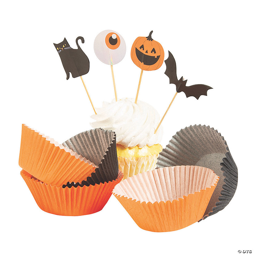 Basic Boo Cupcake Wrappers with Picks - 48 Pc. Image