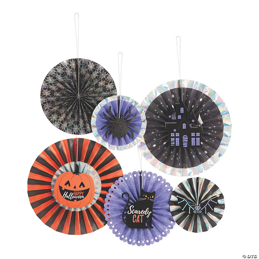 Basic Boo Hanging Fans Halloween Decorations - 6 Pc. Image