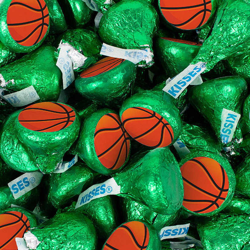 Basketball Candy Party Favors Hershey's Kisses Milk Chocolate (100 Pcs) - Green Image