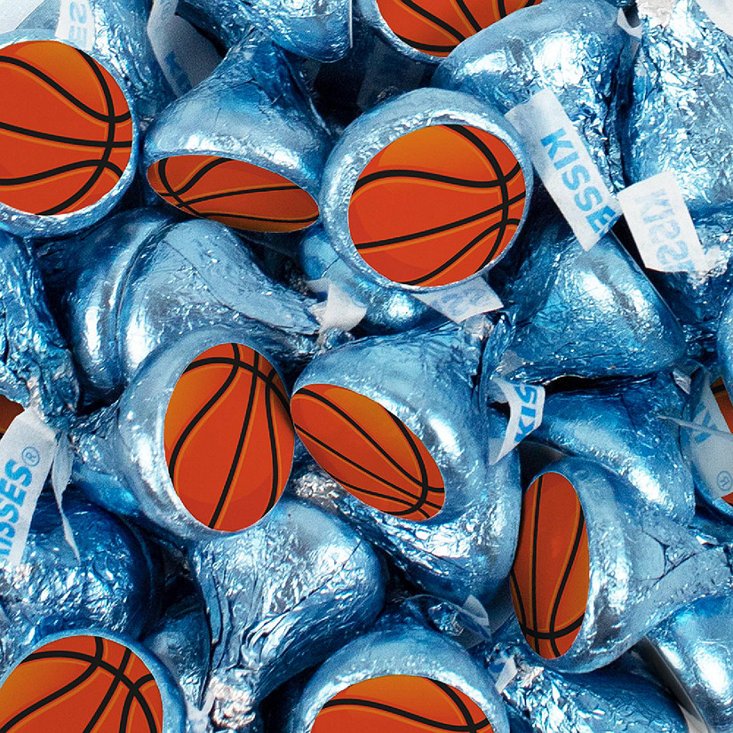 Basketball Candy Party Favors Hershey's Kisses Milk Chocolate (100 Pcs) - Light Blue Image