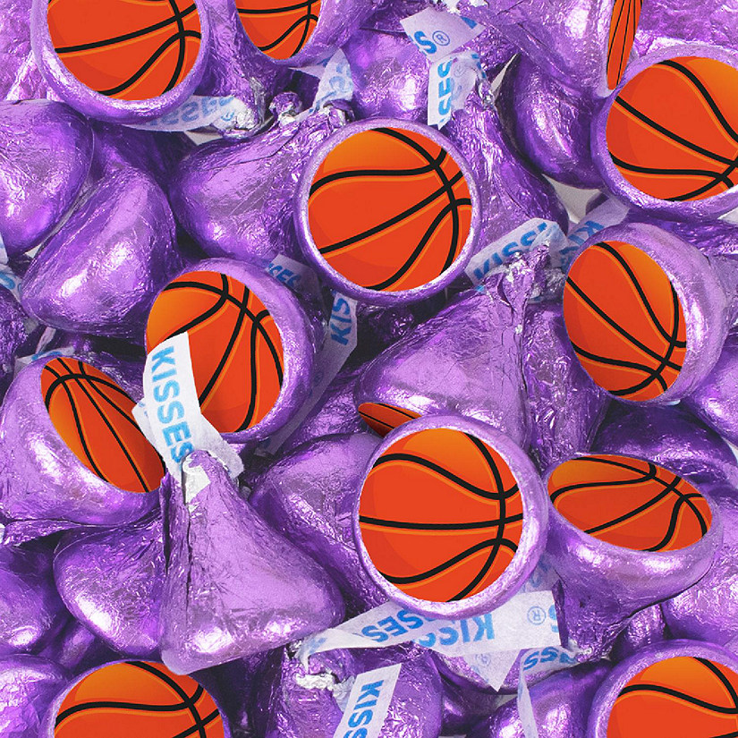 Basketball Candy Party Favors Hershey's Kisses Milk Chocolate (100 Pcs) - Purple Image