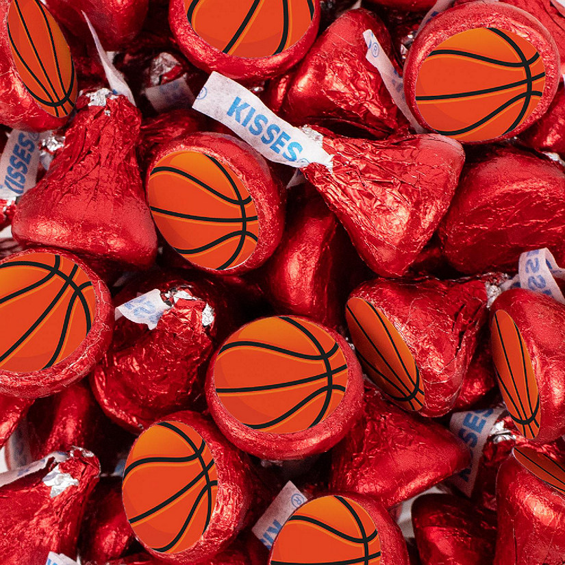 Basketball Candy Party Favors Hershey's Kisses Milk Chocolate (100 Pcs) - Red Image