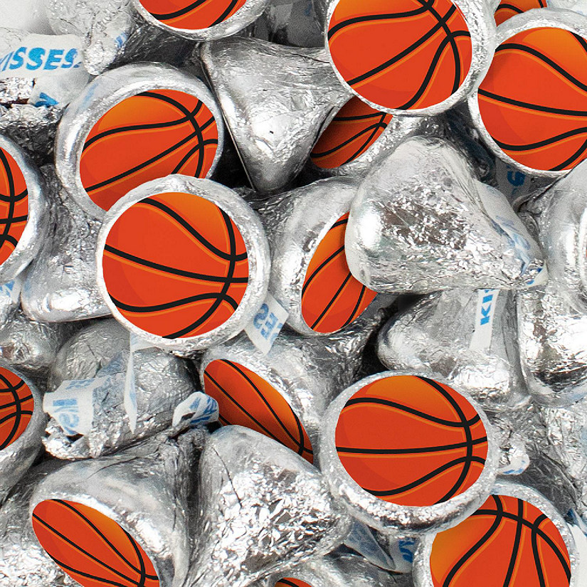 Basketball Candy Party Favors Hershey's Kisses Milk Chocolate (100 Pcs) - Silver Image
