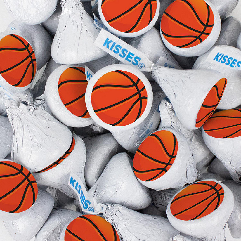 Basketball Candy Party Favors Hershey's Kisses Milk Chocolate (100 Pcs) - White Image