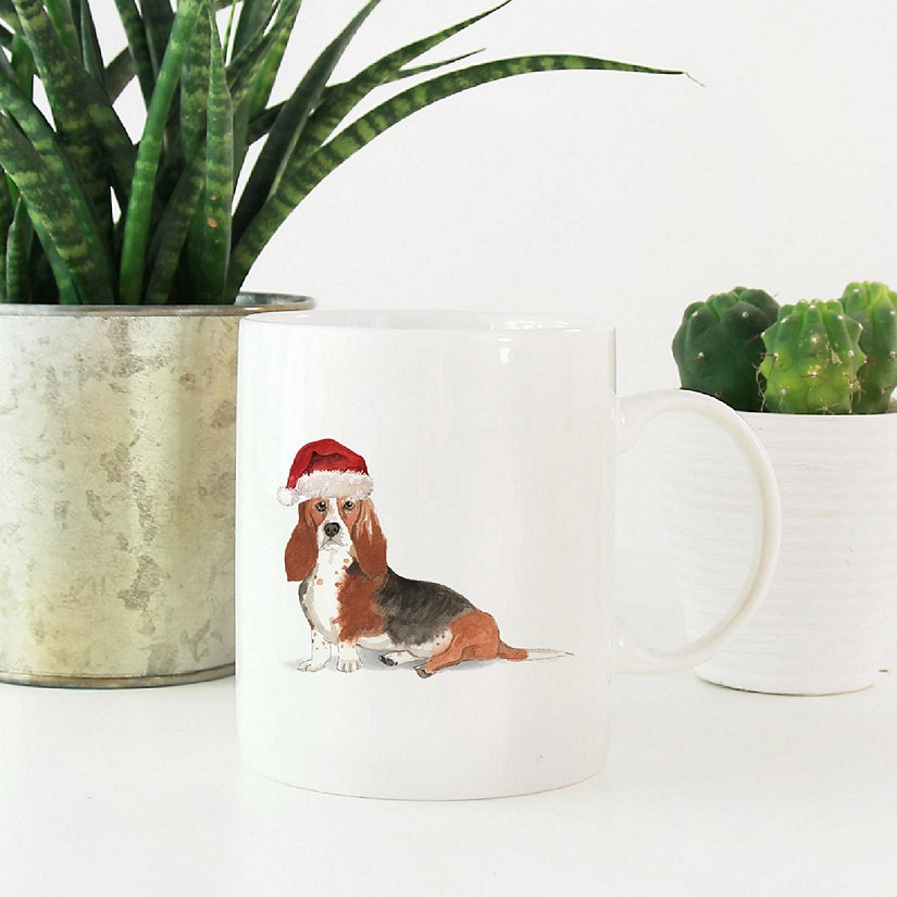Basset Hound Santa Hat Ceramic Mug Image