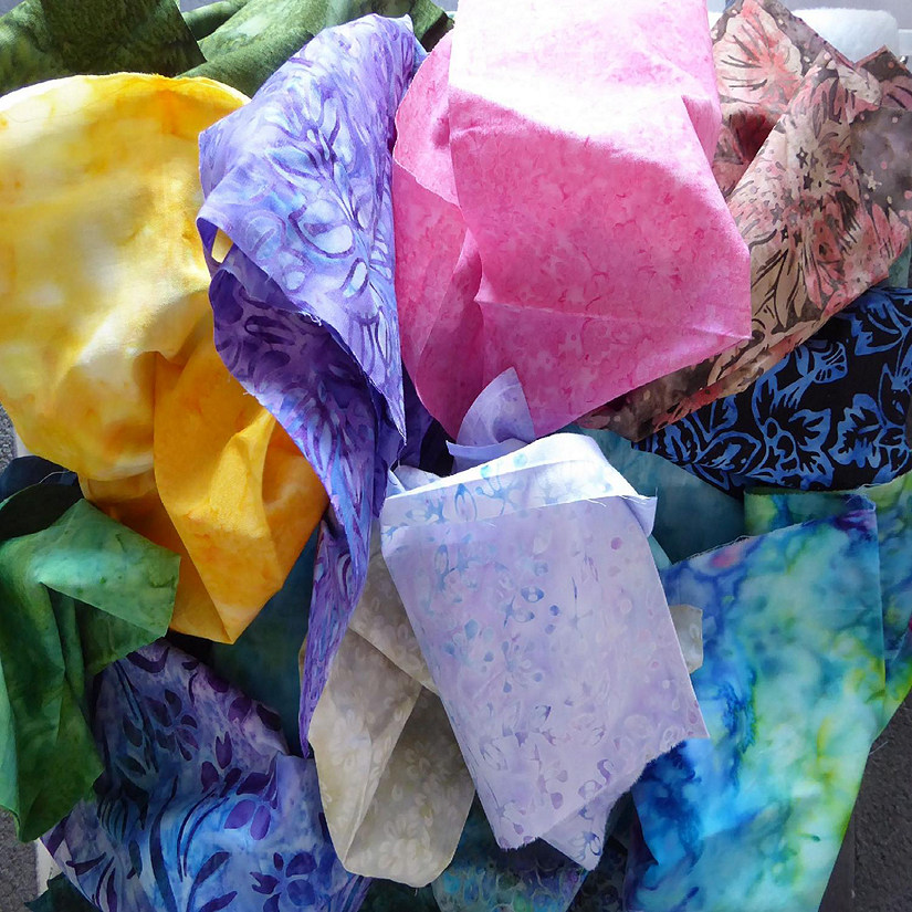 Batik Designer Cotton Fabric Scraps Strips Fabric Pieces Remnants Scrap Bag Image