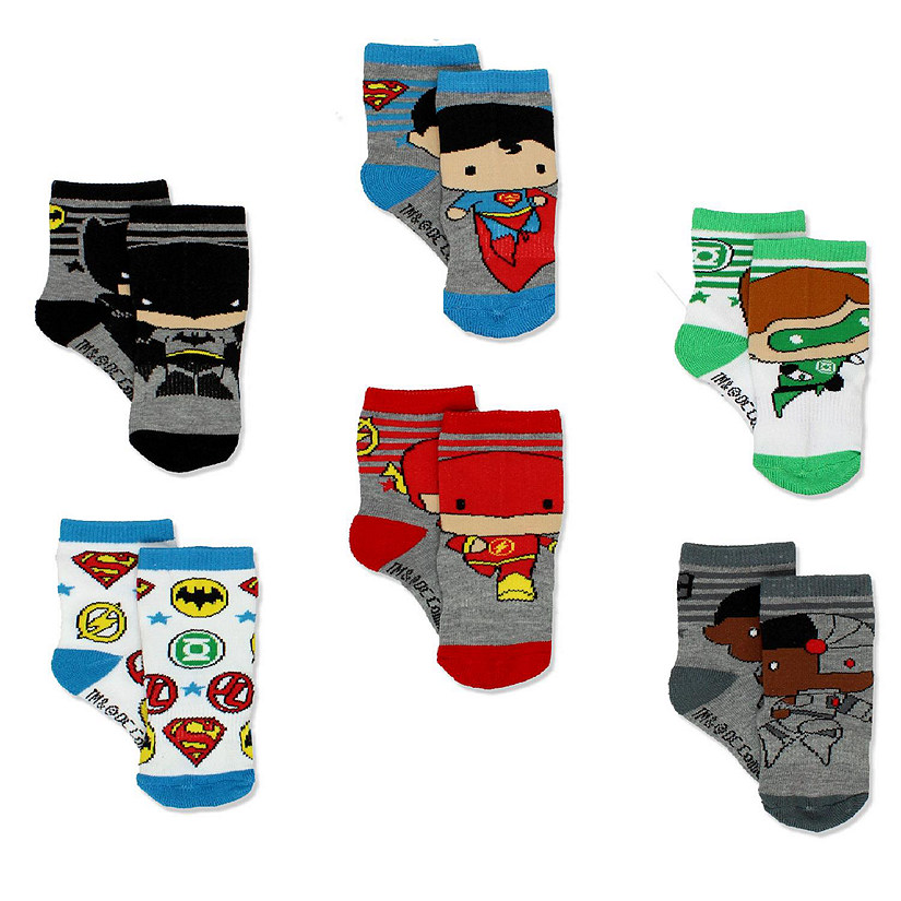 Batman Justice League Boy's 6 pack Athletic Crew Socks (12-24 Months, Multi) Image
