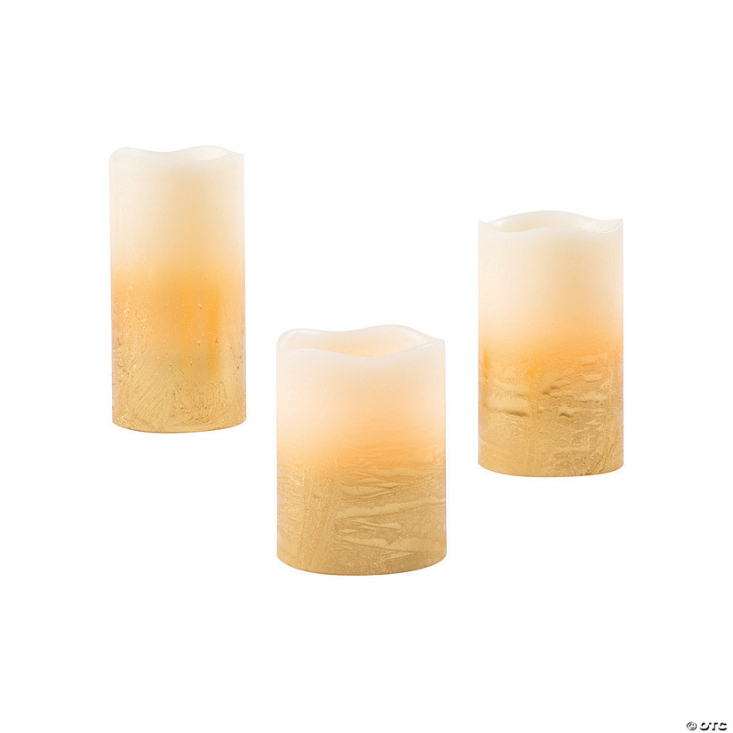 Battery-Operated Gold Ombre Flameless Candles - 3 Pc. Image