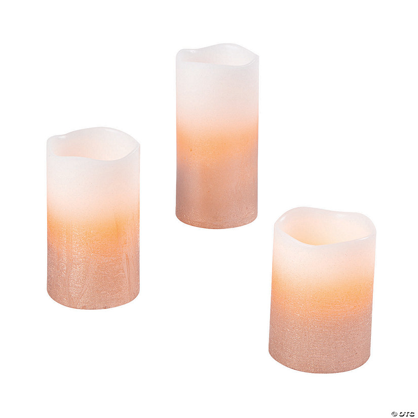 Battery-Operated Rose Gold Ombre Flameless Candles - 3 Pc. Image