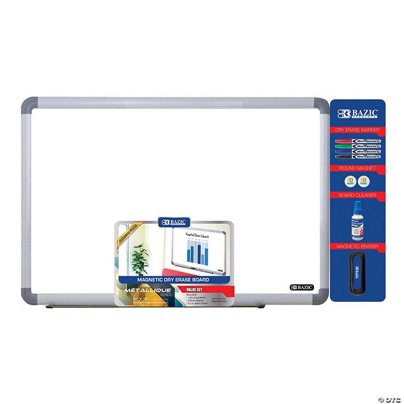 Bazic&#174; Aluminum Frame Magnetic Dry Erase Board Value Pack, 24" x 36" Image