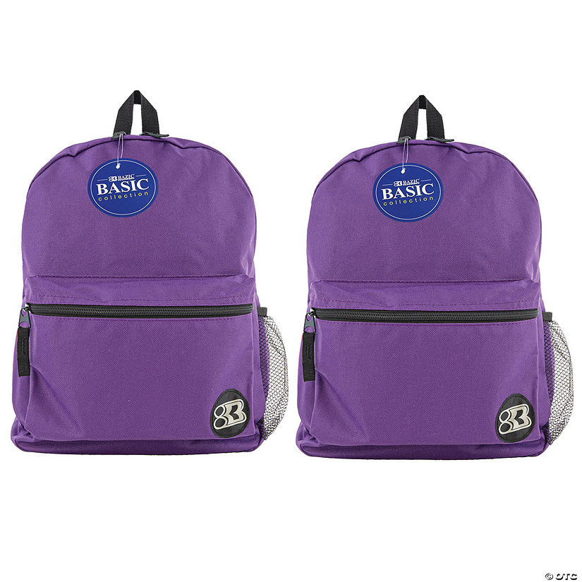 Bazic&amp;#174; Basic Backpack 16" Purple, Pack of 2 Image