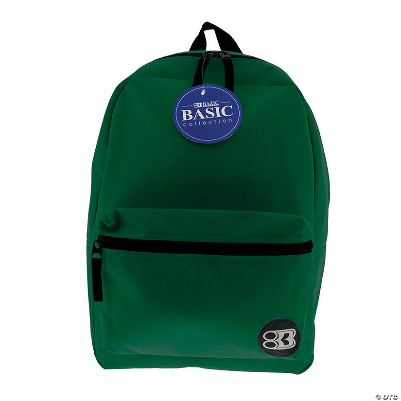 BAZIC&amp;#174; Basic Collection Backpack - Green, 16", Qty 3 Image