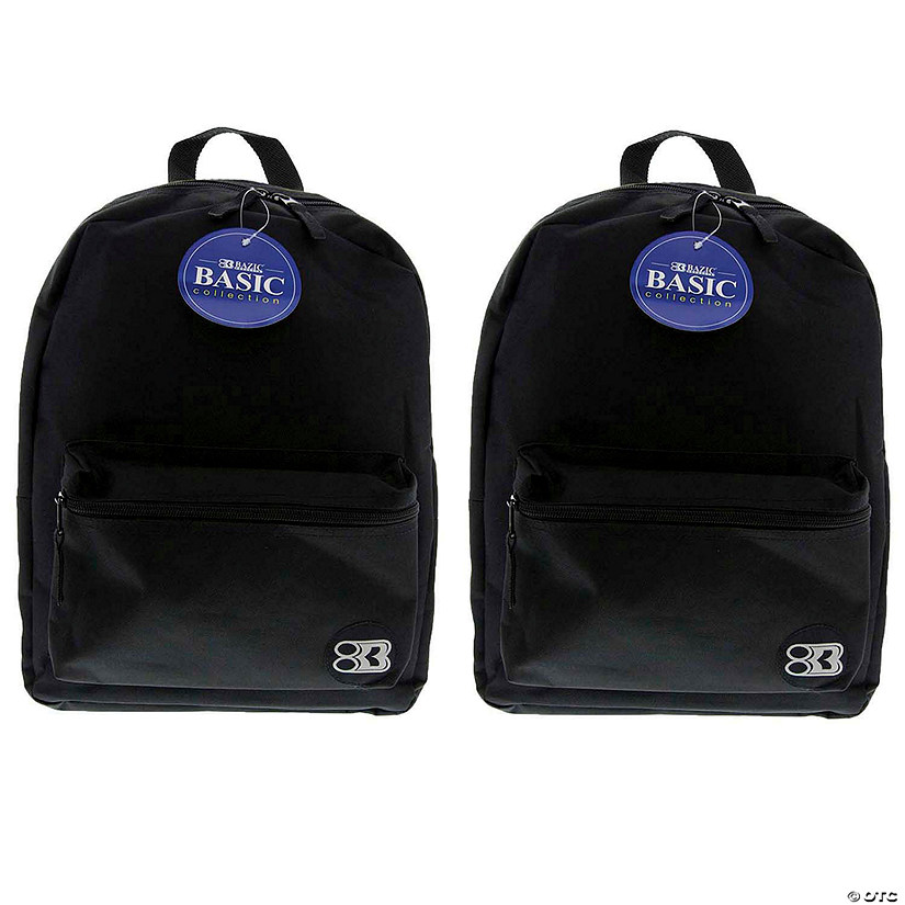 BAZIC Products Basic Backpack, 16", Black, Pack of 2 Image
