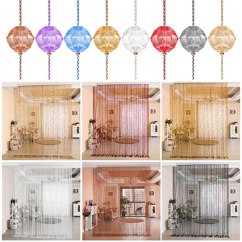 Bcbmall Crystal Beaded String Door Curtain Beads Room Divider Fringe Window Panel Drapes Image