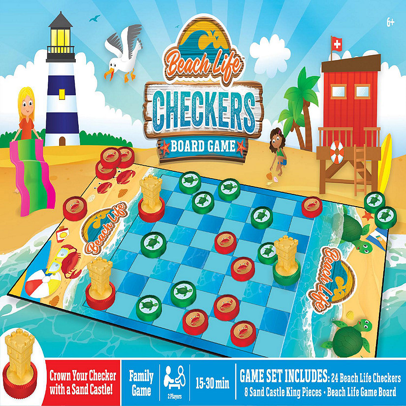 Beach Life Checkers Board Game Image