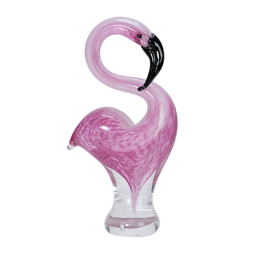 Beachcombers Medium Pink Flamingo Glass Art Figurine 7.5 Inch Image