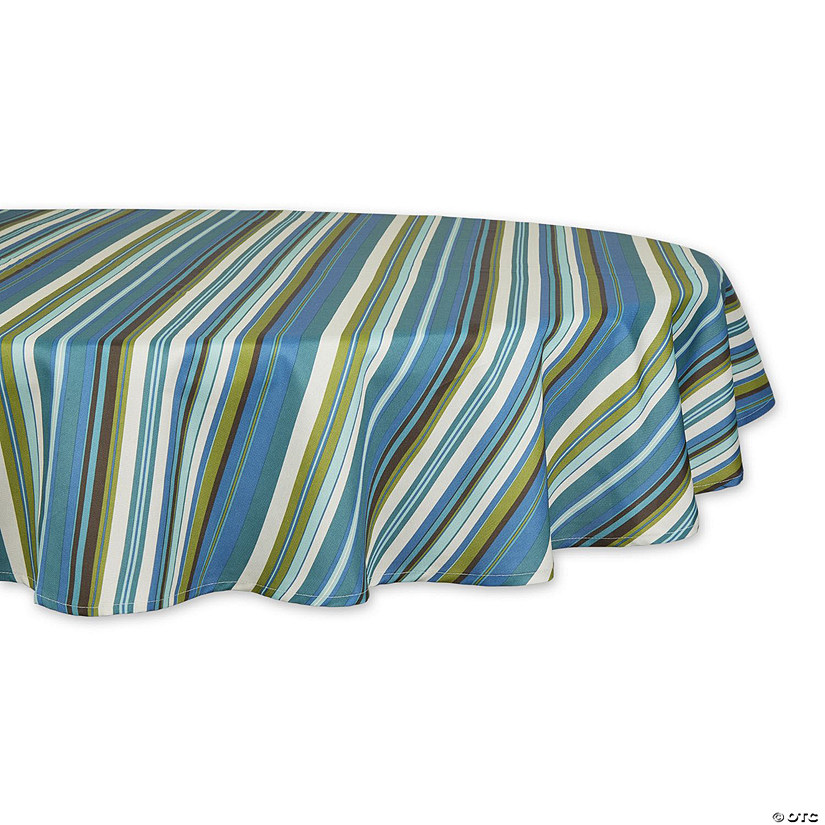 Beachy Stripe Print Outdoor Tablecloth, 60 Round Image
