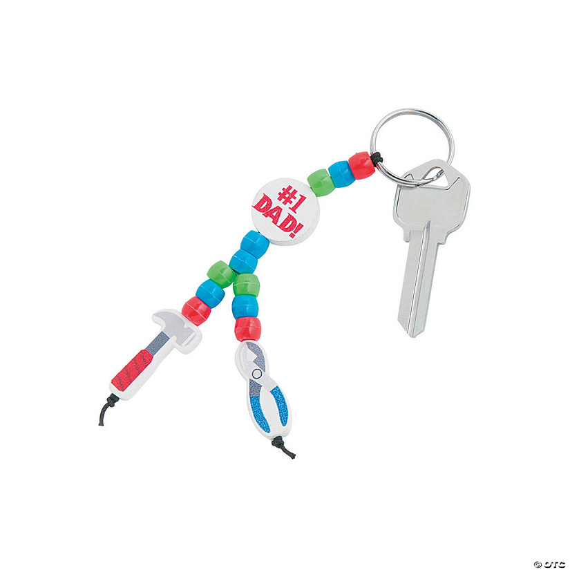 Beaded &#8220;#1 Dad&#8221; Tool Keychain Craft Kit - Less Than Perfect Image