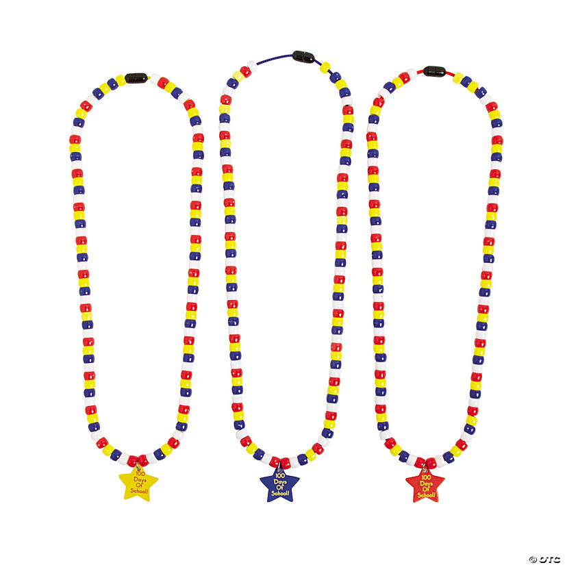 Beaded 100th Day of School Necklace Craft Kit - Makes 12 Image