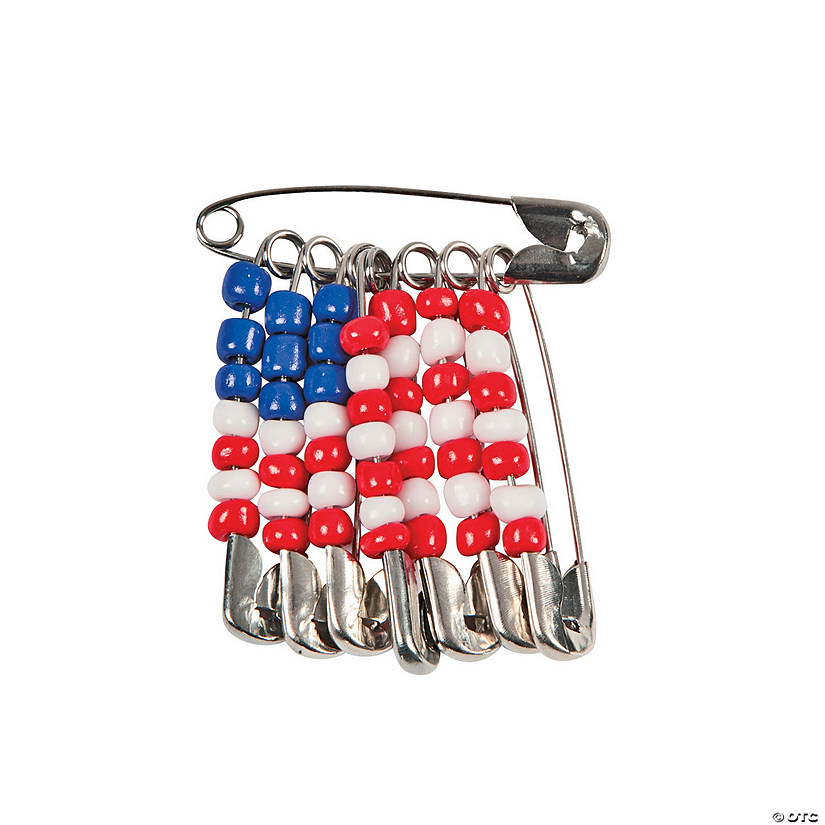 Beaded American Flag Pin Craft Kit - Makes 12 Image