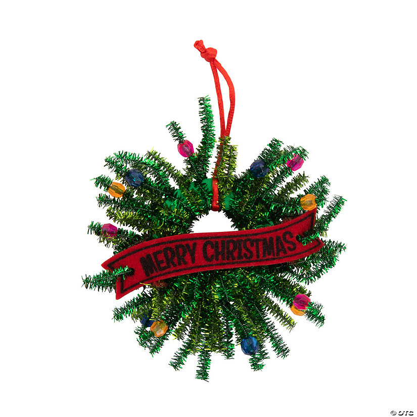Beaded Chenille Stem Wreath Ornament Craft Kit - Makes 12 Image