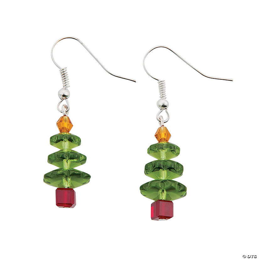 Beaded Christmas Tree Earrings - Discontinued