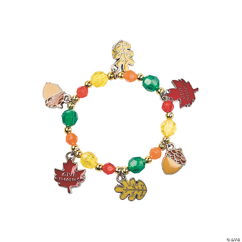 Beaded &#8220;Give Thanks&#8221; Charm Bracelet Craft Kit - Makes 12 Image